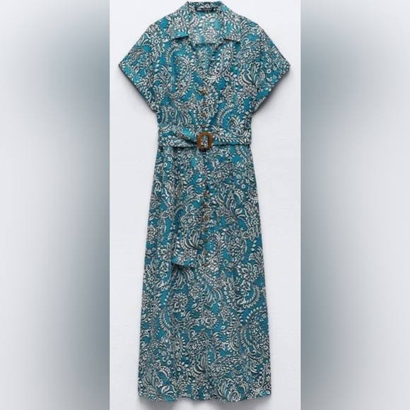 NWT ZARA Belted Midi Shirtdress XS - Picture 5 of 5